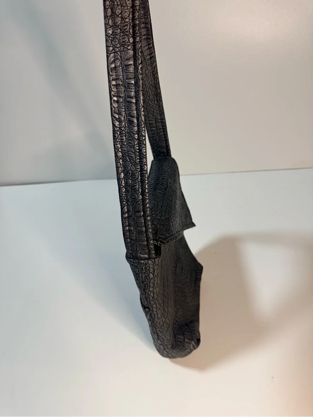 Black Crocodile Embossed Shoulder Bag Handbag